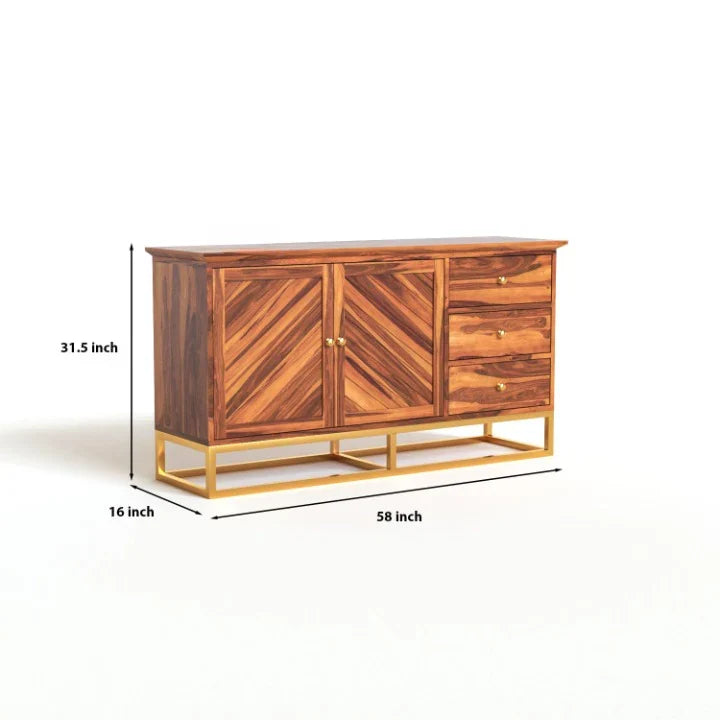 Ulventhor Sheesham Wood Cabinet and Sideboard (Honey Finish)