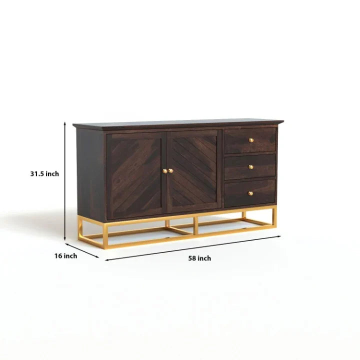 Ulventhor Sheesham Wood Cabinet and Sideboard (Honey Finish)
