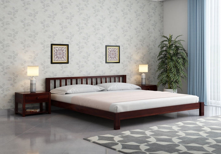 Craft D Art Sheesham Wood King Size Bed Without Storage (Walnut Finish)