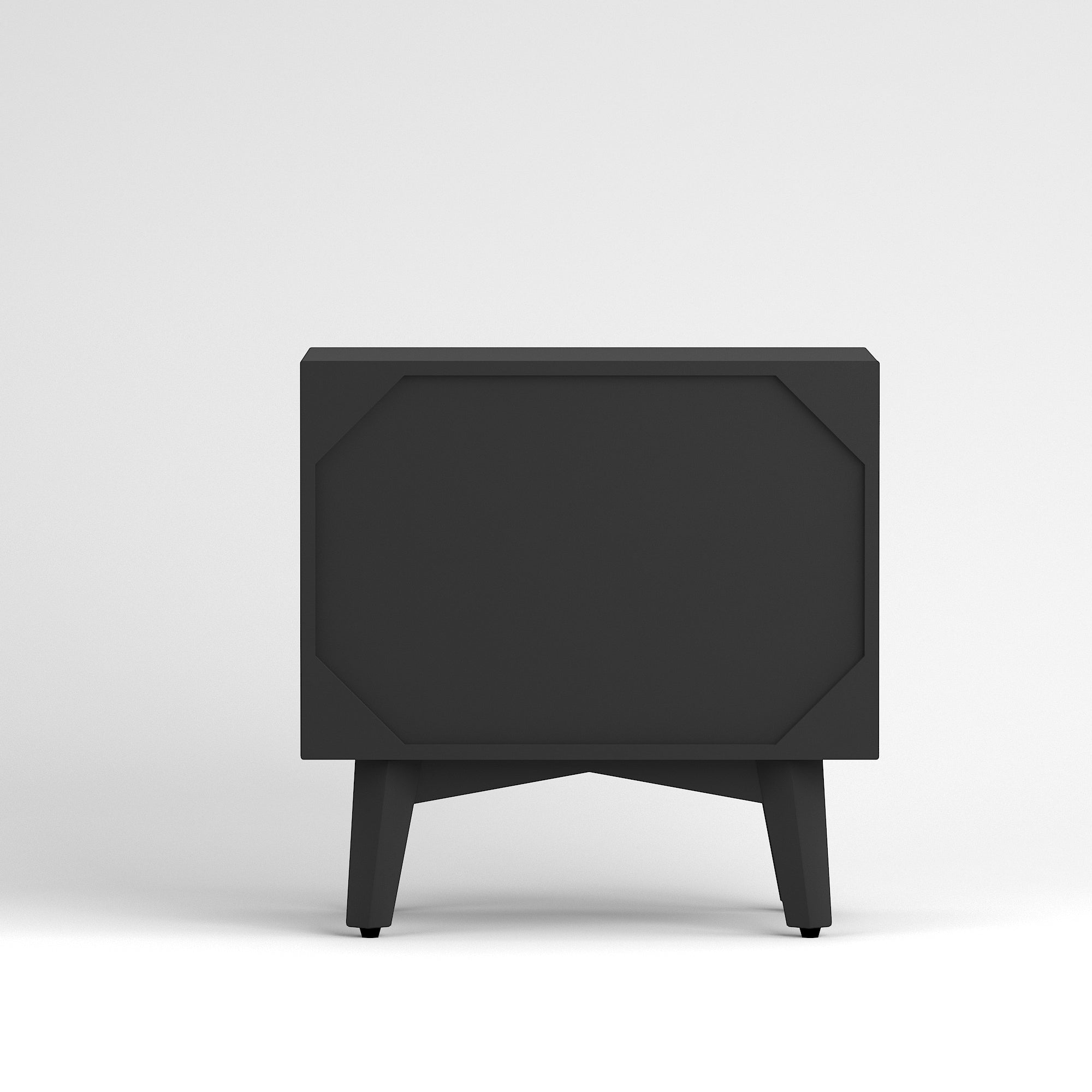 Black Fluted Bedside Table with 2 Drawers — Modern Scandinavian Style