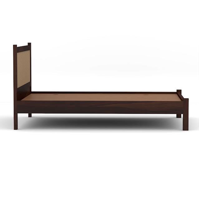 Craft D Art Solid Wood Bed with Rattan Headboard for Modern Bedrooms