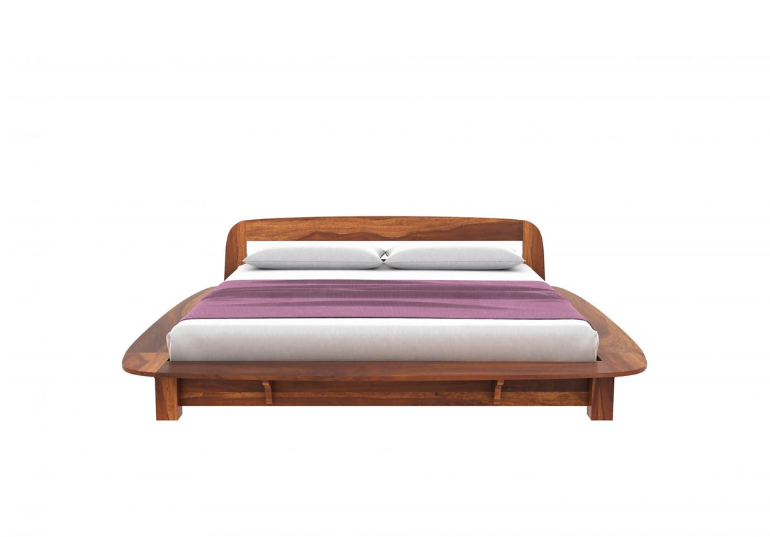 Craft D Art Sheesham Wood King Size Bed Without Storage (Honey Finish)