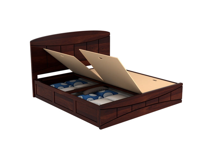 Craft D Art Sheesham Wood Queen Size Bed With Storage (Walnut Finish)