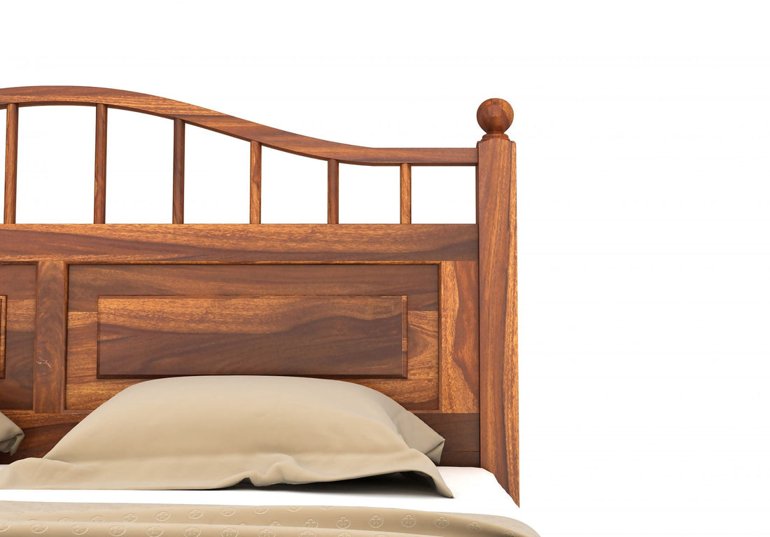 Craft D Art Sheesham Wood King Size Bed Without Storage (Honey Finish)
