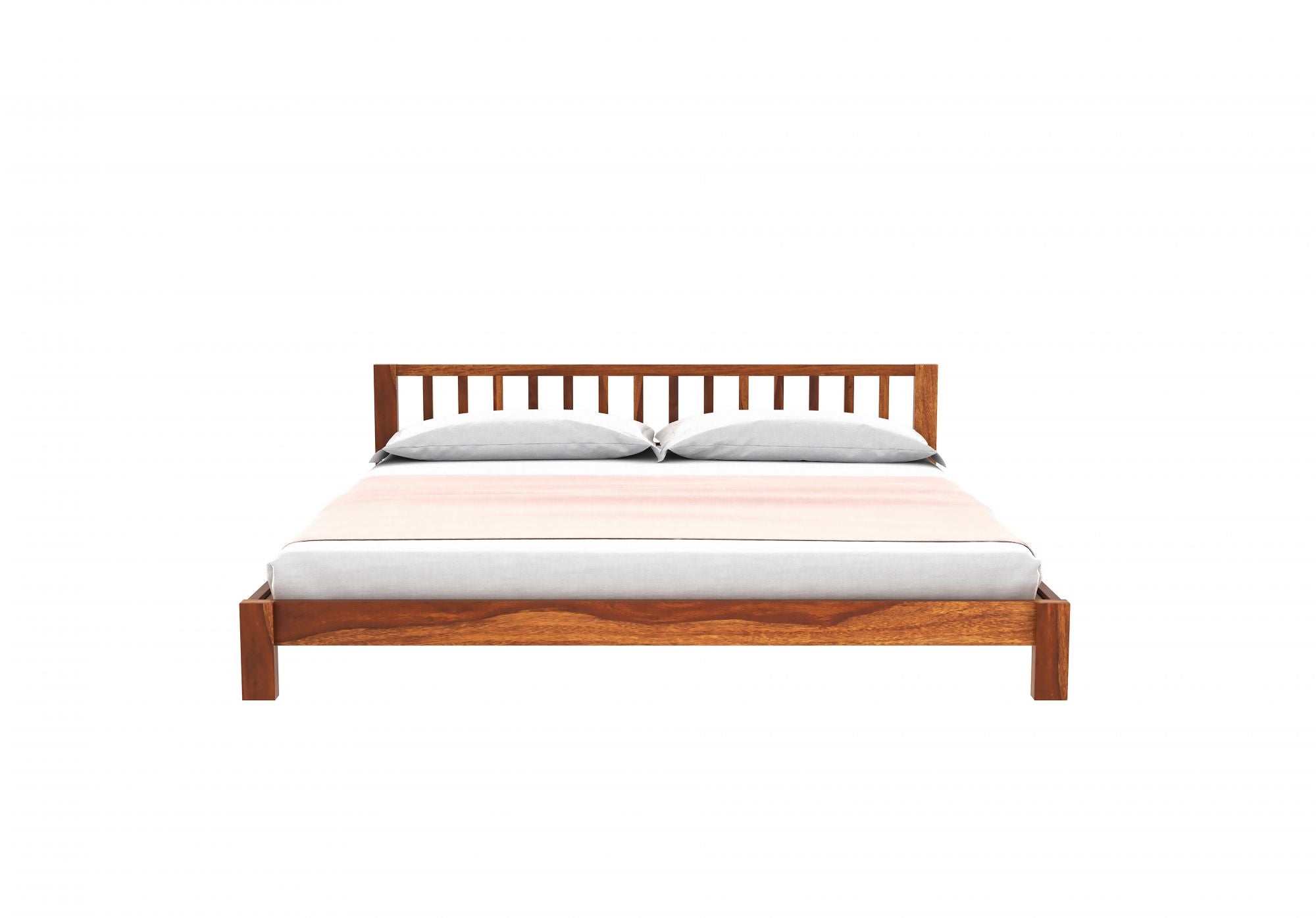 Craft D Art Sheesham Wood Queen Size Bed Without Storage (Honey Finish)