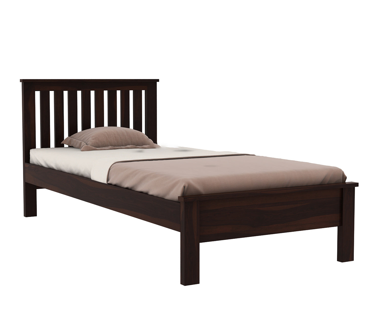 Craft D Art Sheesham Wood Single Bed Without Storage (Walnut Finish)