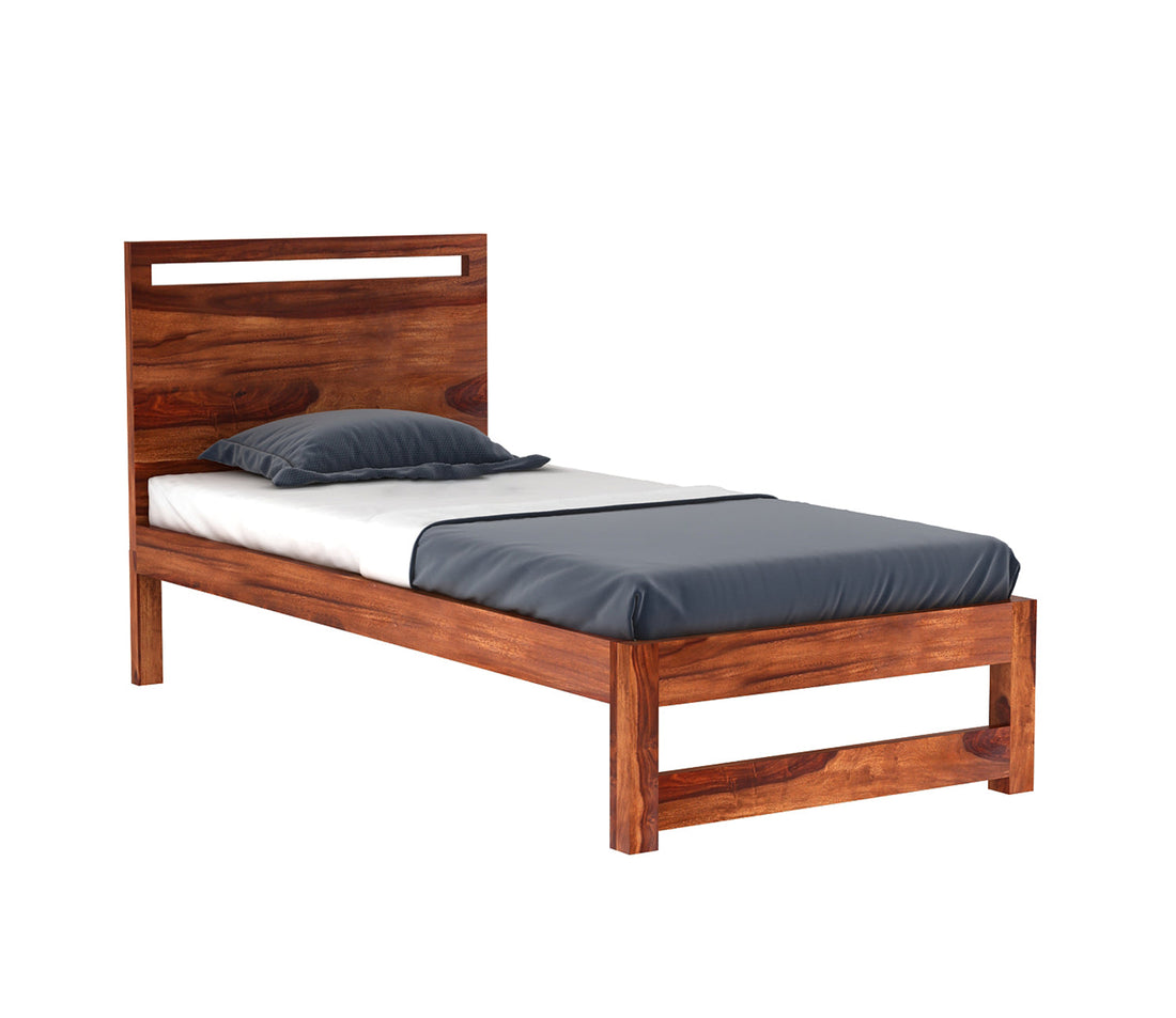 Craft D Art Sheesham Wood Single Bed Without Storage (Honey Finish)