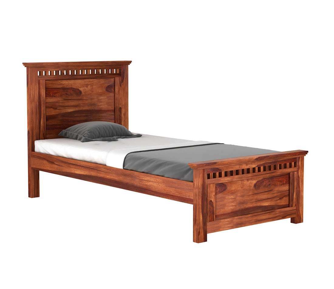 Craft D Art Sheesham Wood Single Bed Without Storage (Honey Finish)