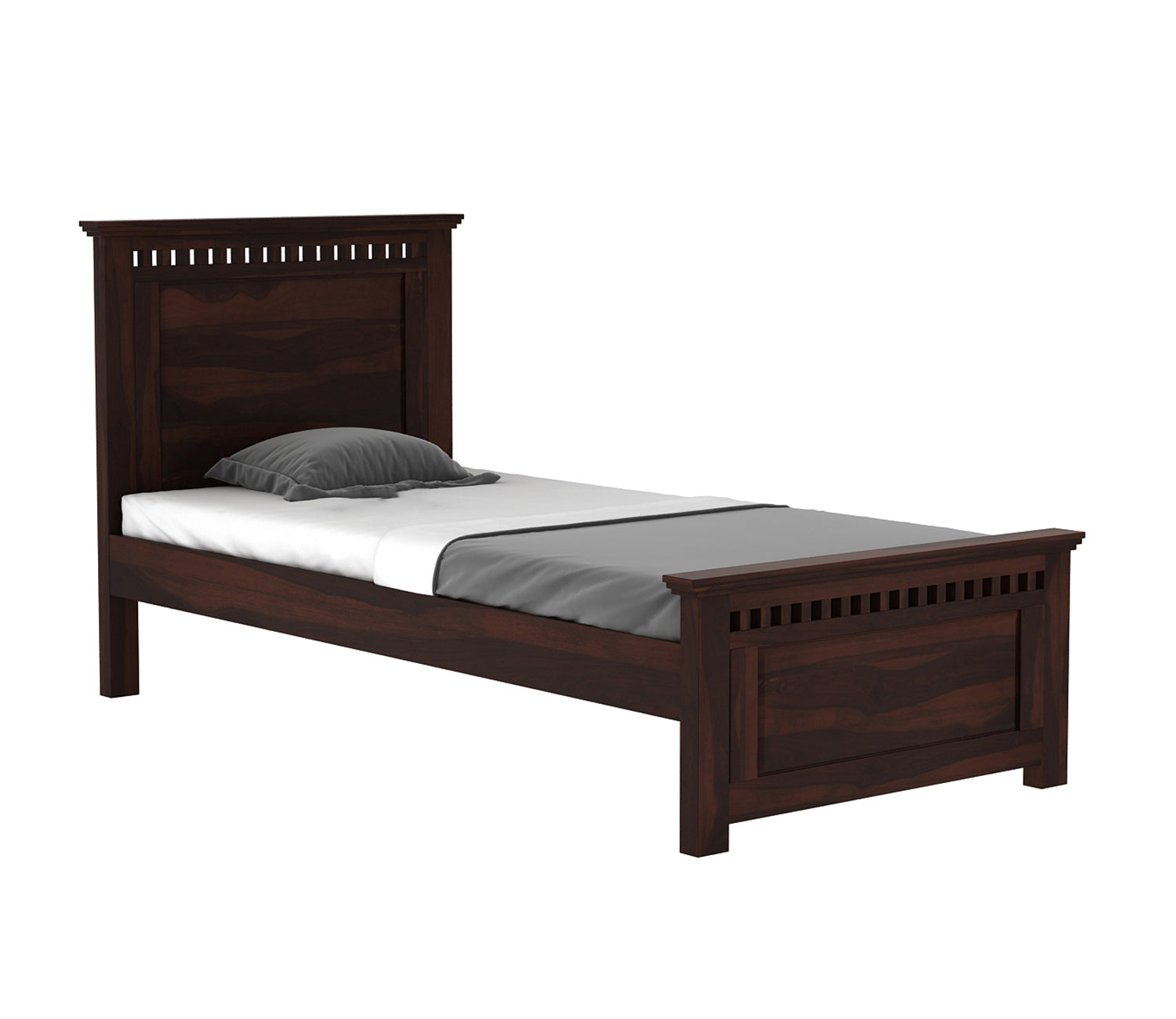 Craft D Art Sheesham Wood Single Bed Without Storage (Walnut Finish)