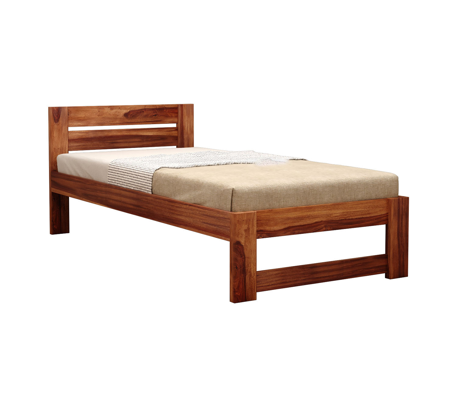 Craft D Art Sheesham Wood Single Bed Without Storage (Honey Finish)