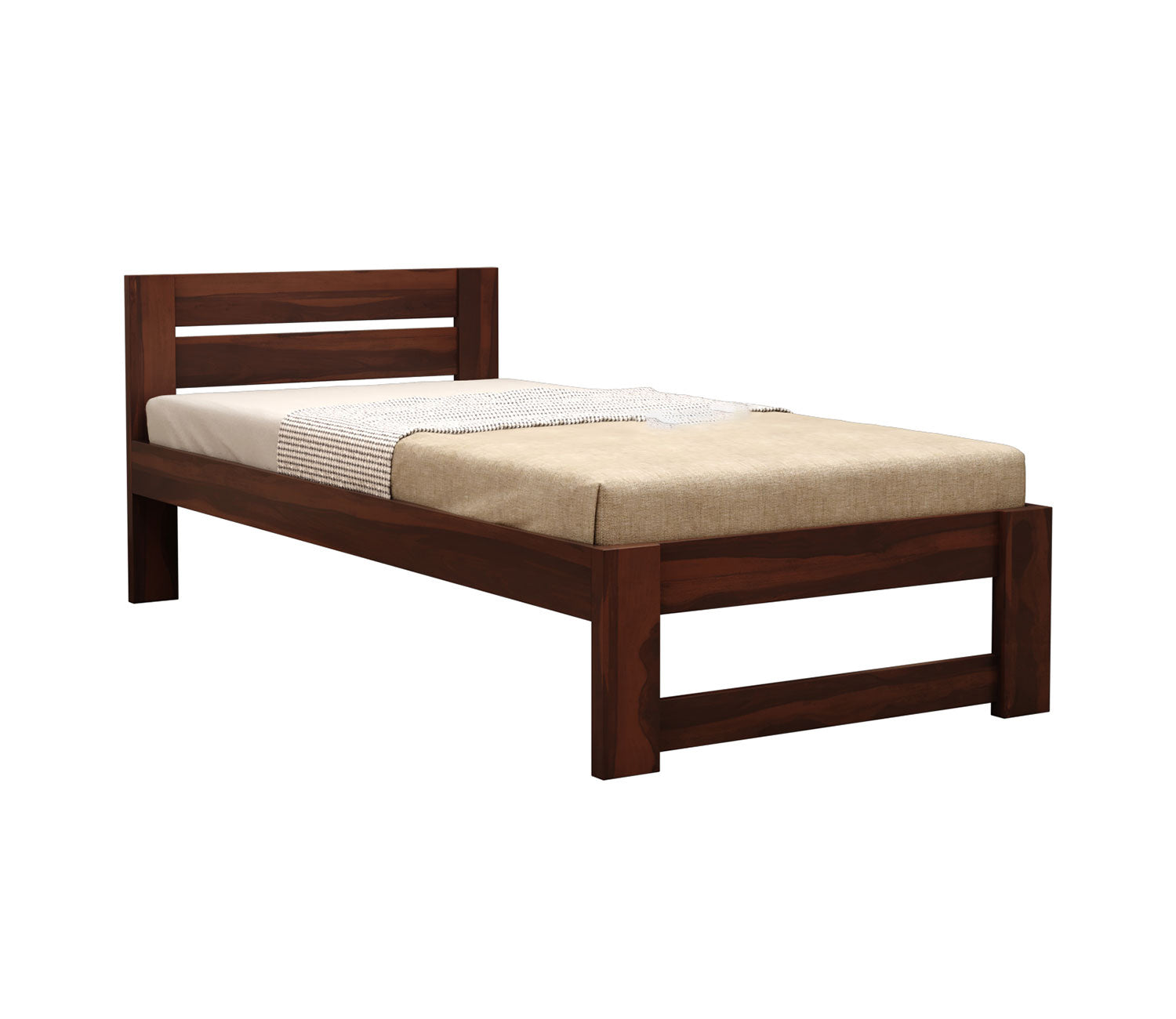 Craft D Art Sheesham Wood Single Bed Without Storage (Walnut Finish)