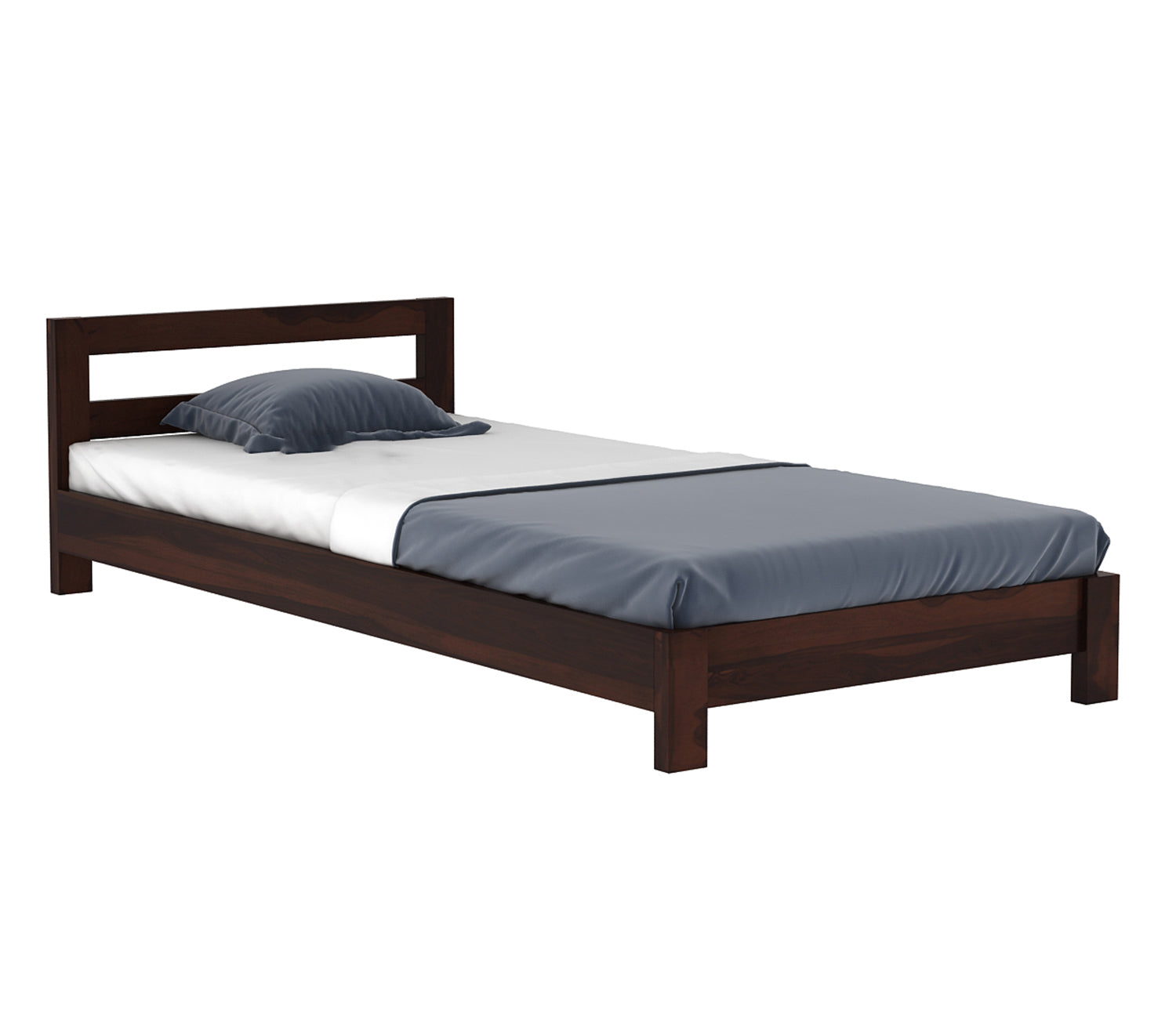 Craft D Art Sheesham Wood Single Bed Without Storage (Walnut Finish)