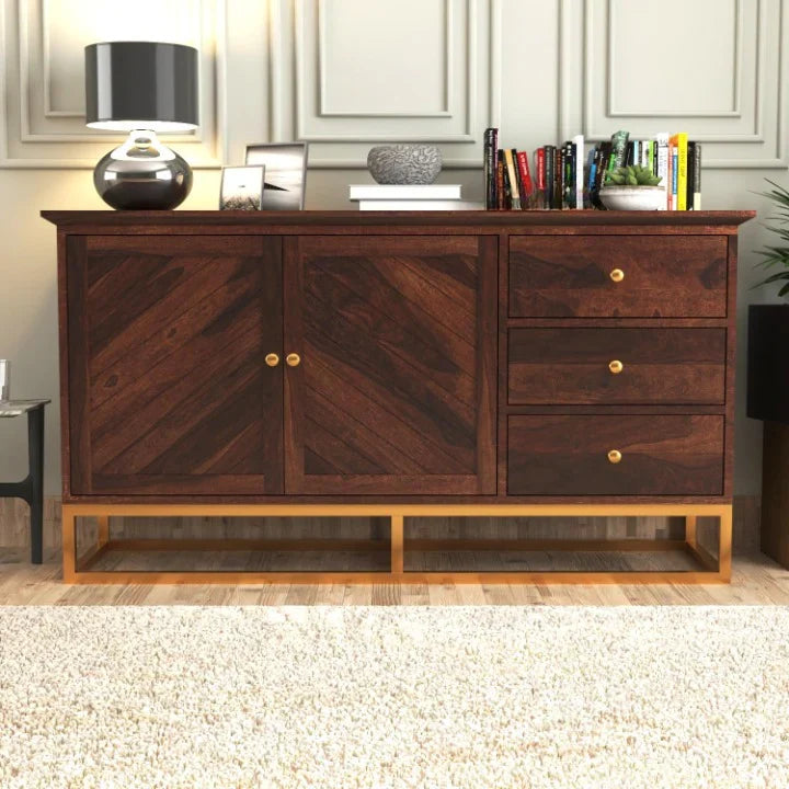 Ulventhor Sheesham Wood Cabinet and Sideboard (Honey Finish)