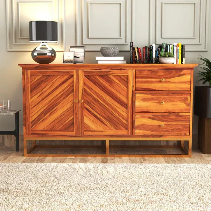 Ulventhor Sheesham Wood Cabinet and Sideboard (Honey Finish)