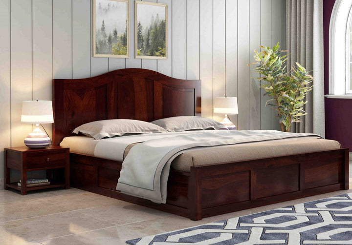 Craft D Art Sheesham Wood King Size Bed With Storage (Walnut Finish)