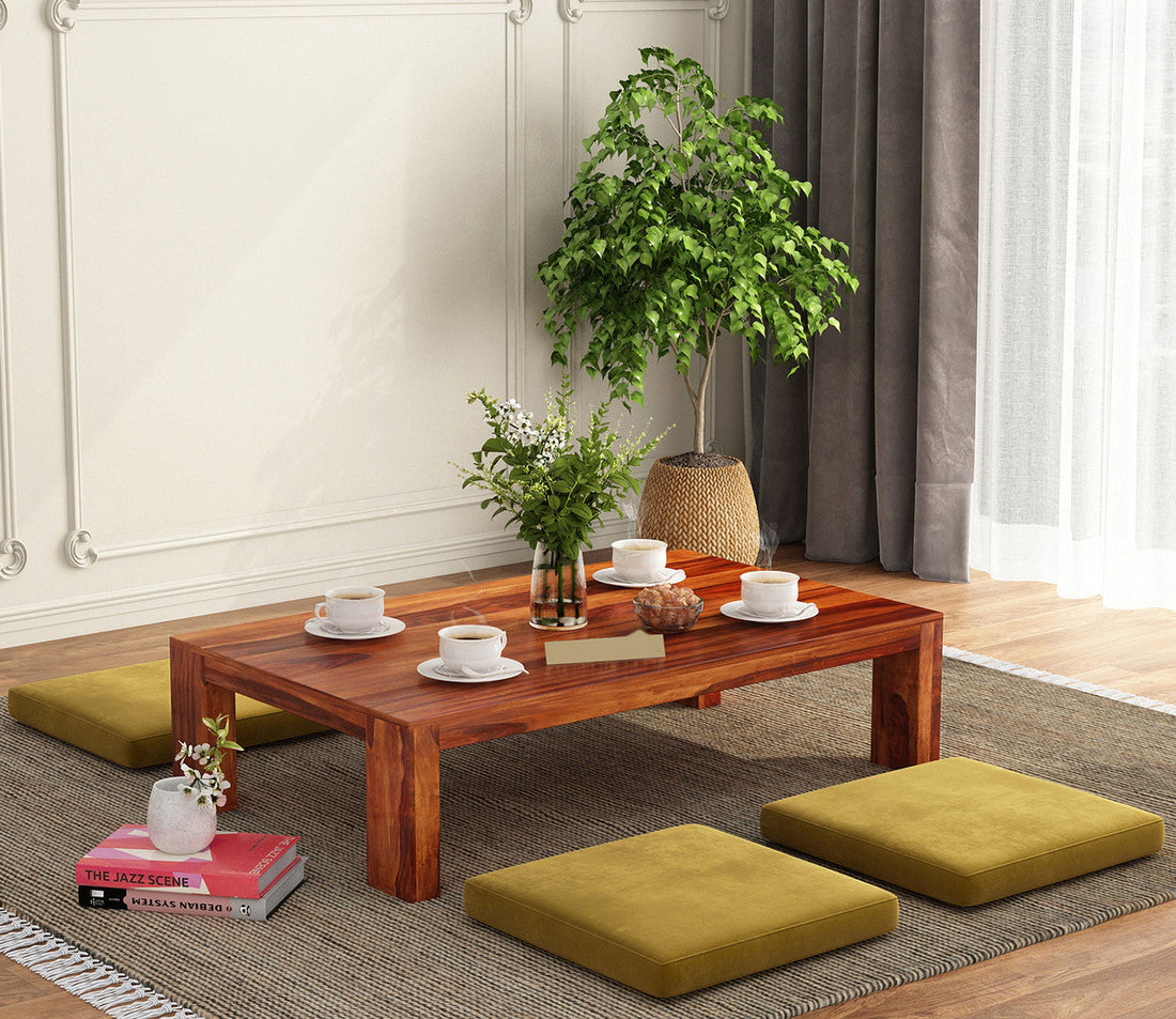 Craft D Art Sheesham Wood Center Table (Honey Finish)