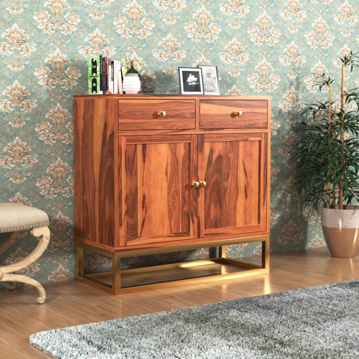 Xythorin Sheesham Wood Cabinet and Sideboard (Honey Finish)