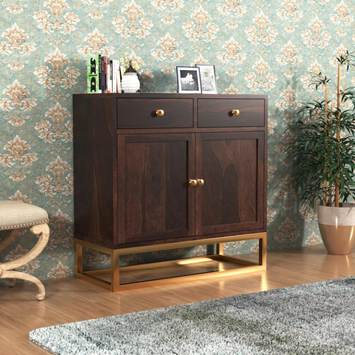 Xythorin Sheesham Wood Cabinet and Sideboard (Walnut Finish)