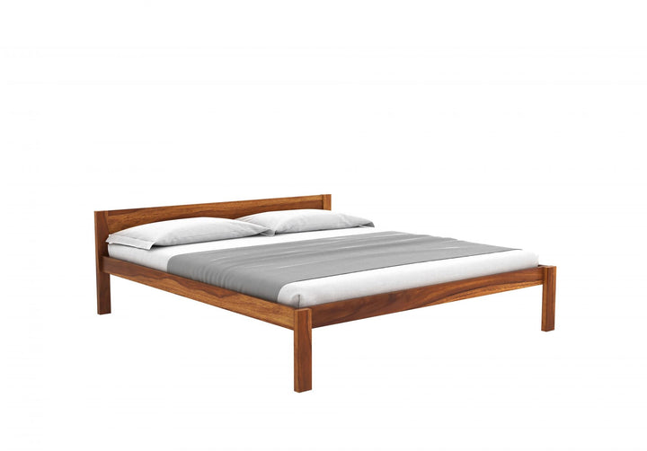 Craft D Art Sheesham Wood King Size Bed Without Storage (Honey Finish)