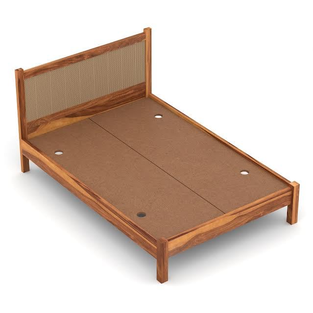 Craft D Art Solid Wood Bed with Rattan Headboard for Modern Bedrooms