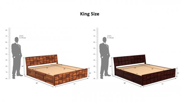 Craft D Art Sheesham Wood King Size Bed With Storage (Walnut Finish)