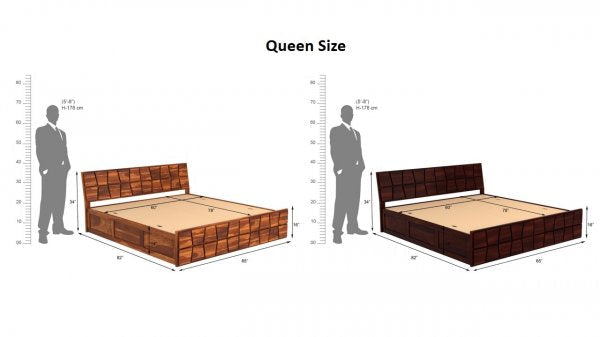 Craft D Art Sheesham Wood Queen Size Bed With Storage (Walnut Finish)
