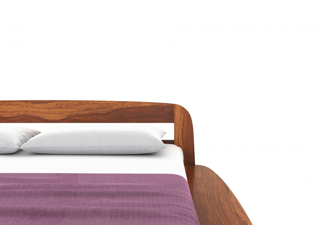 Craft D Art Sheesham Wood Queen Size Bed Without Storage (Honey Finish)