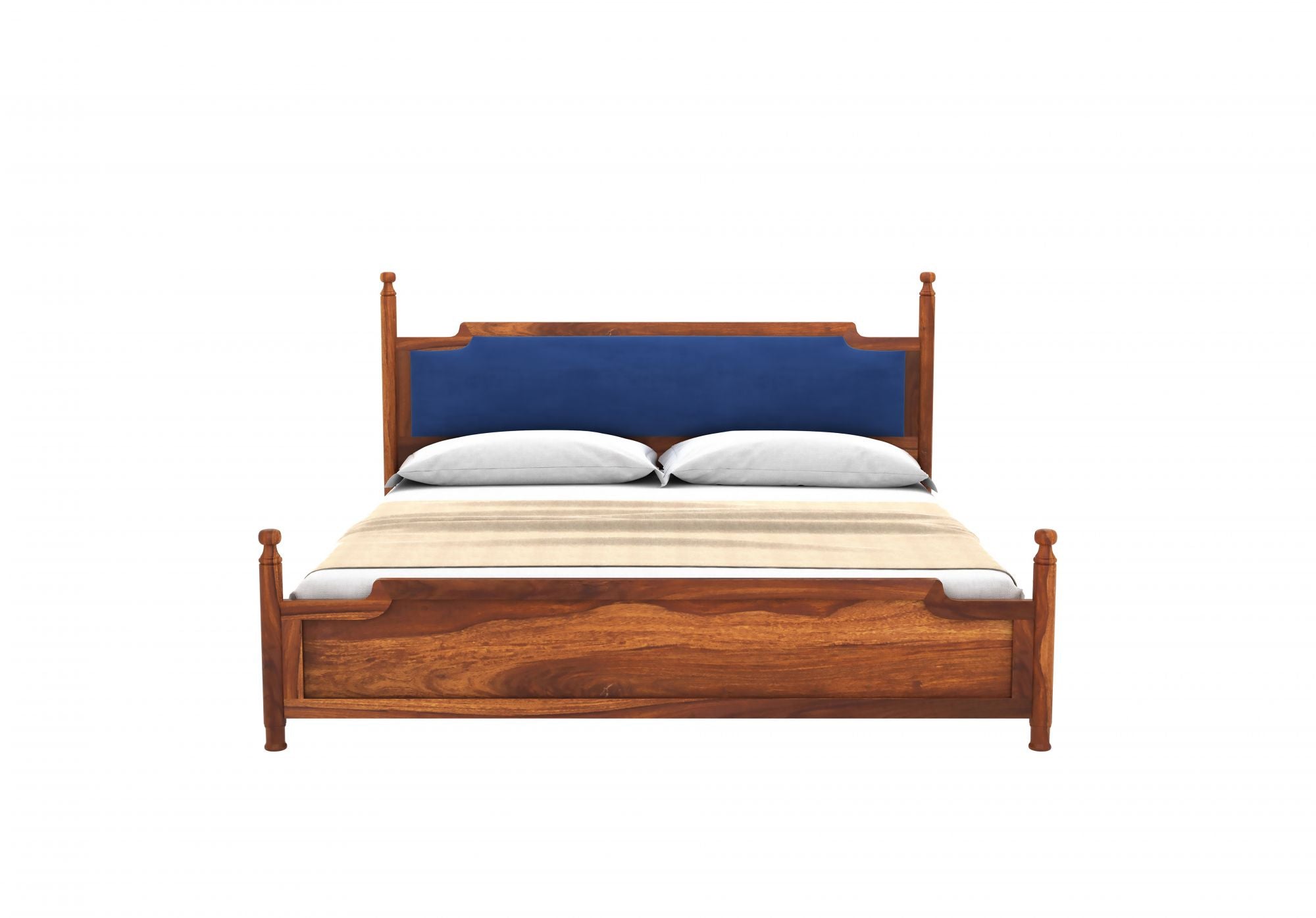 Craft D Art Sheesham Wood Queen Size Bed Without Storage (Honey Finish)