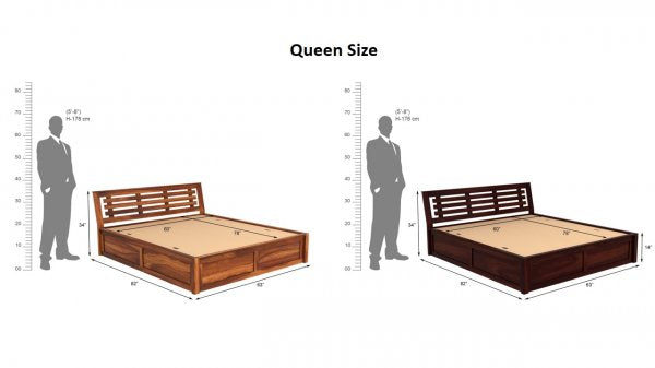 Craft D Art Sheesham Wood Queen Size Bed With Storage (Walnut Finish)