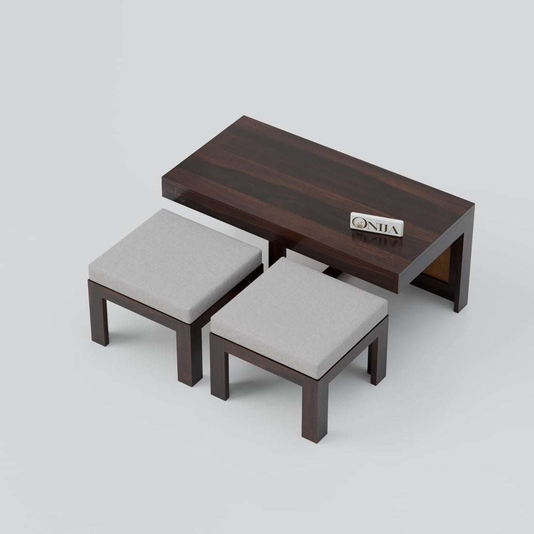Craft D Art Solid Wood Cane Coffee Table with Hidden Seating