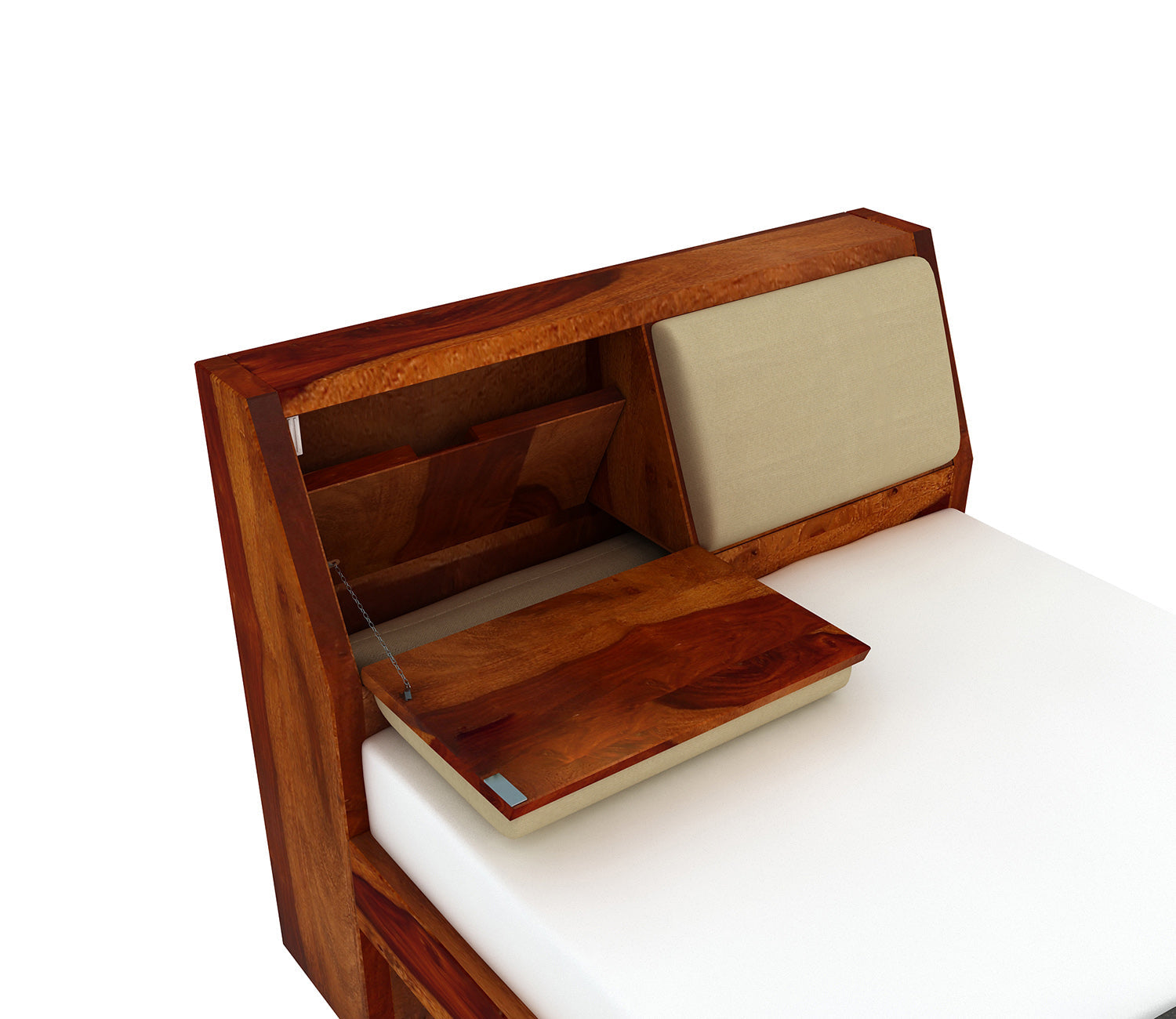 Solid Sheesham Wood Single Bed — Honey Finish | Handcrafted by Indian Artisans