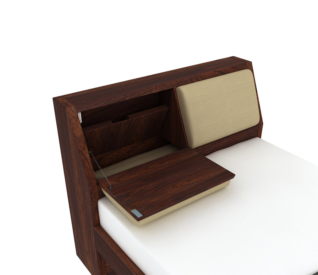 Craft D Art Sheesham Wood Single Bed Without Storage (Walnut Finish)