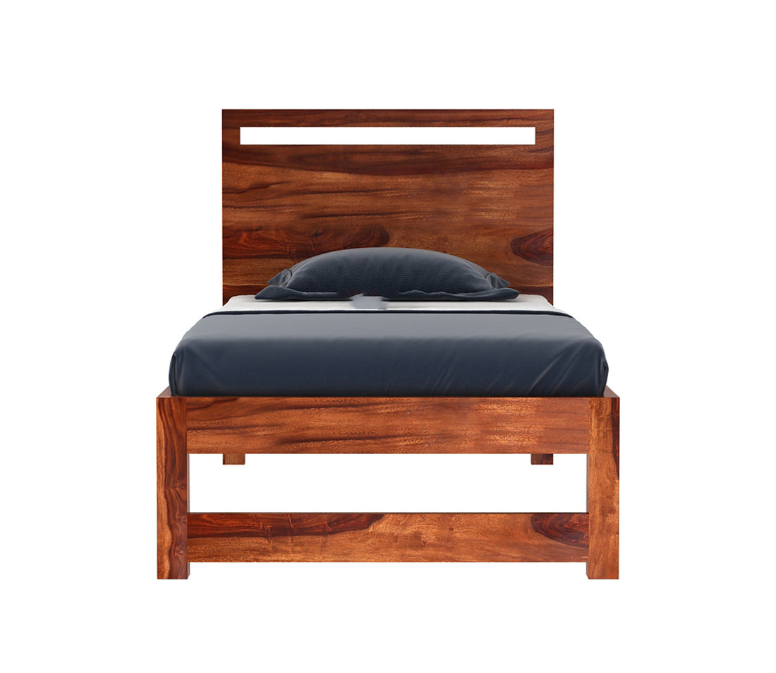 Craft D Art Sheesham Wood Single Bed Without Storage (Honey Finish)
