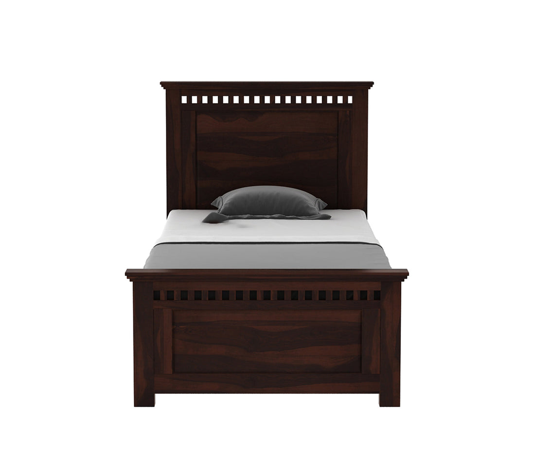 Craft D Art Sheesham Wood Single Bed Without Storage (Walnut Finish)