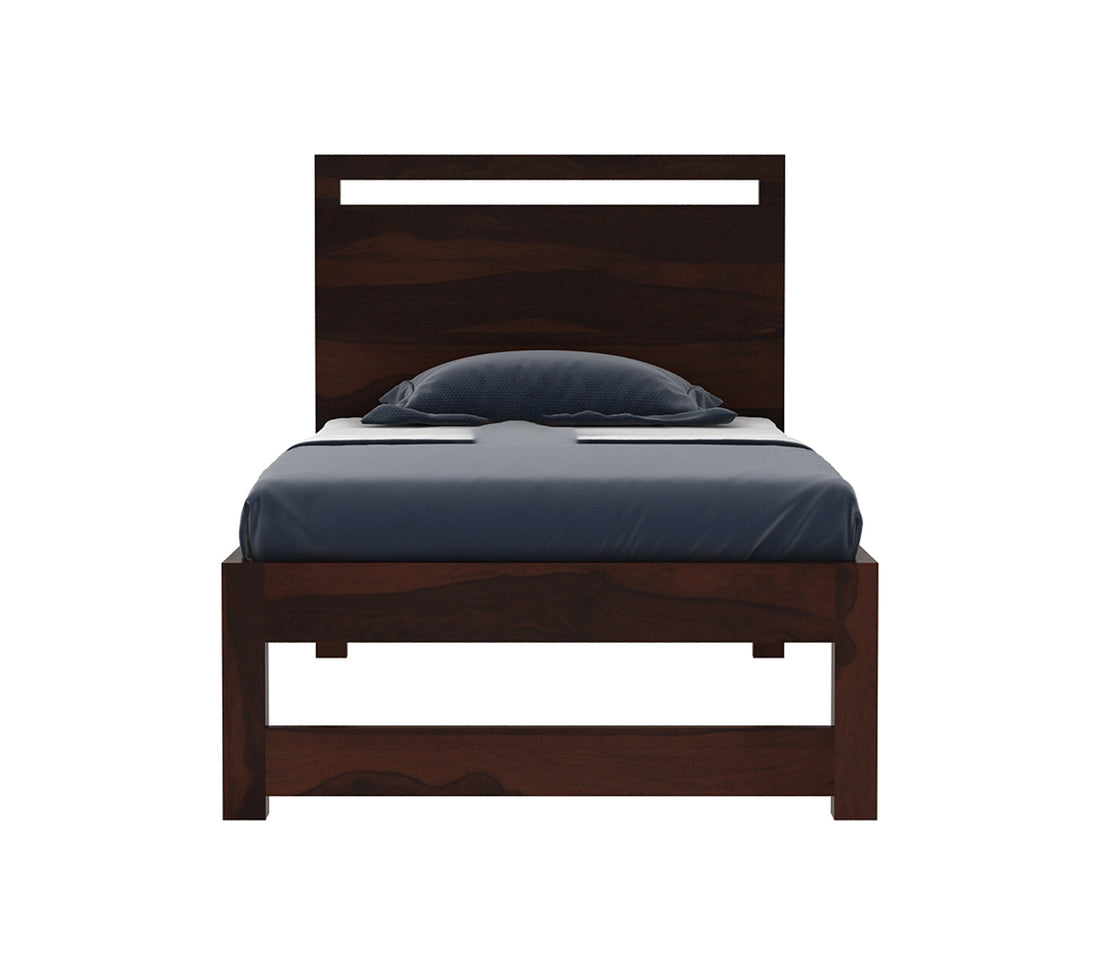 Craft D Art Sheesham Wood Single Bed Without Storage (Walnut Finish)