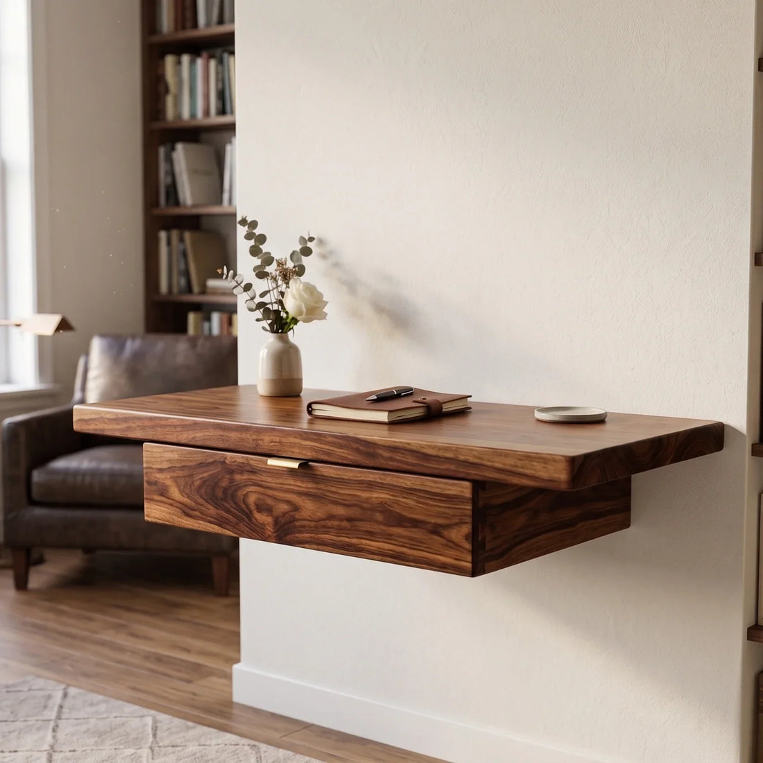 The Mid-Century Modern Solid Wood Floating study  & Writer's Desk
