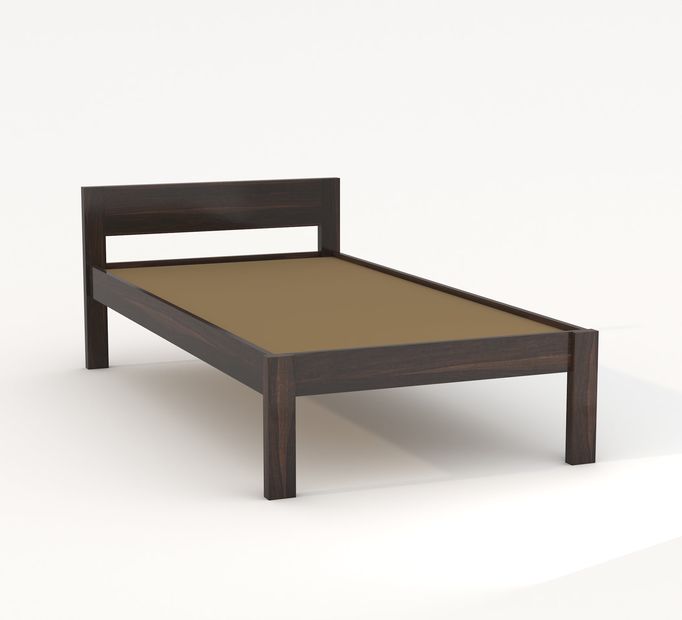 Craft D Art Sheesham Wood Single Bed Without Storage (Walnut Finish)