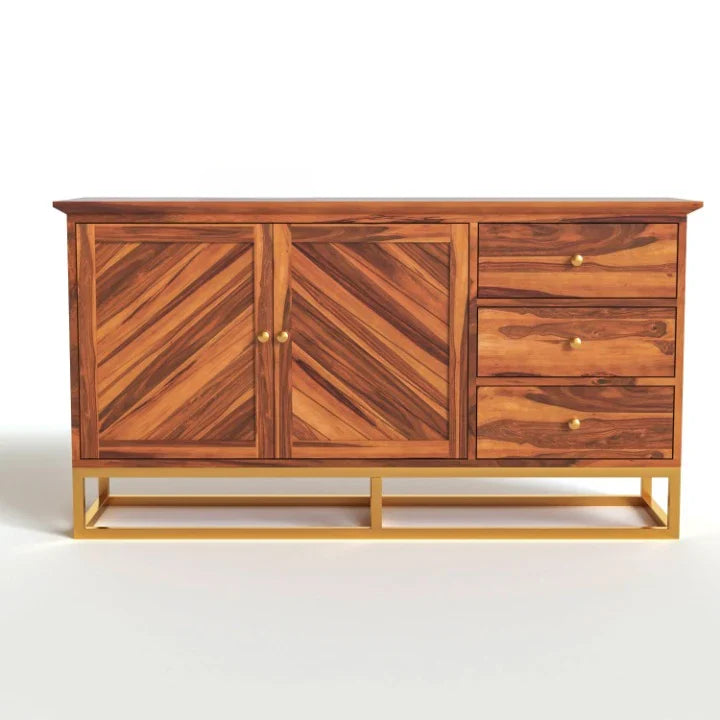 Ulventhor Sheesham Wood Cabinet and Sideboard (Honey Finish)
