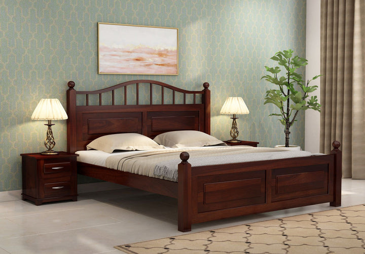 Craft D Art Sheesham Wood Queen Size Bed Without Storage (Walnut Finish)