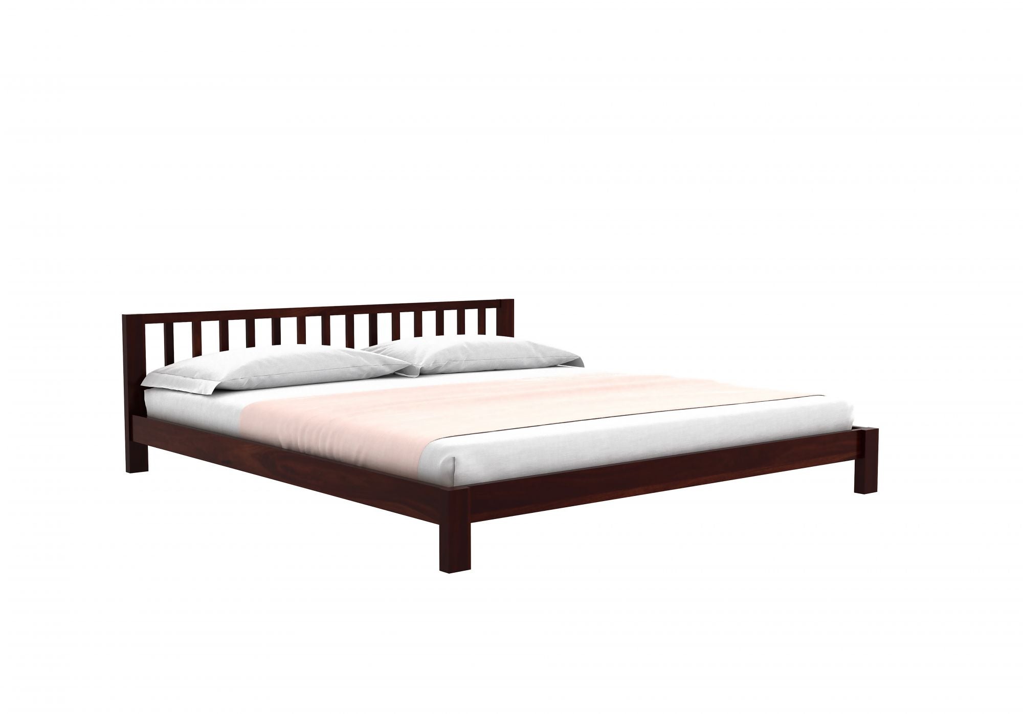 Craft D Art Sheesham Wood Queen Size Bed Without Storage (Walnut Finish)