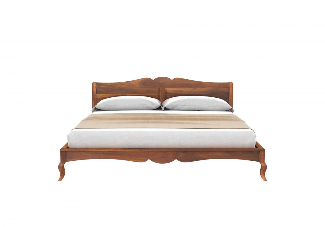 Craft D Art Sheesham Wood King Size Bed Without Storage (Honey Finish)