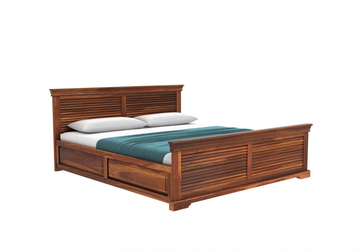 Craft D Art Sheesham Wood King Size Bed With Storage (Honey Finish)