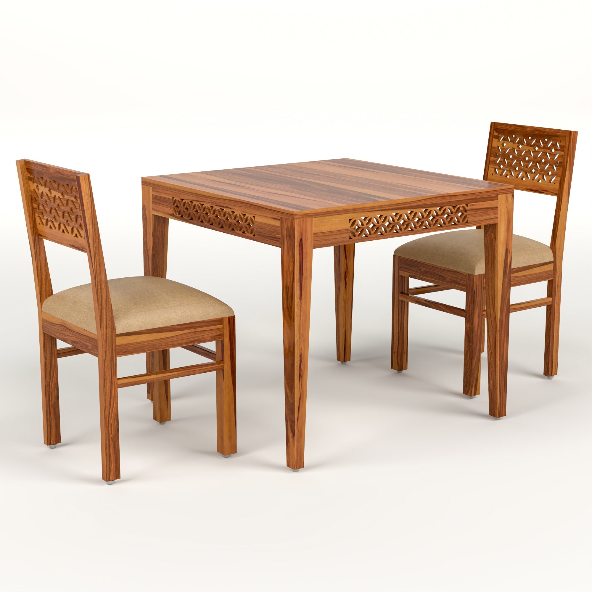 Thravis Sheesham Wood Dining Set 2 Seater (Honey Finish)