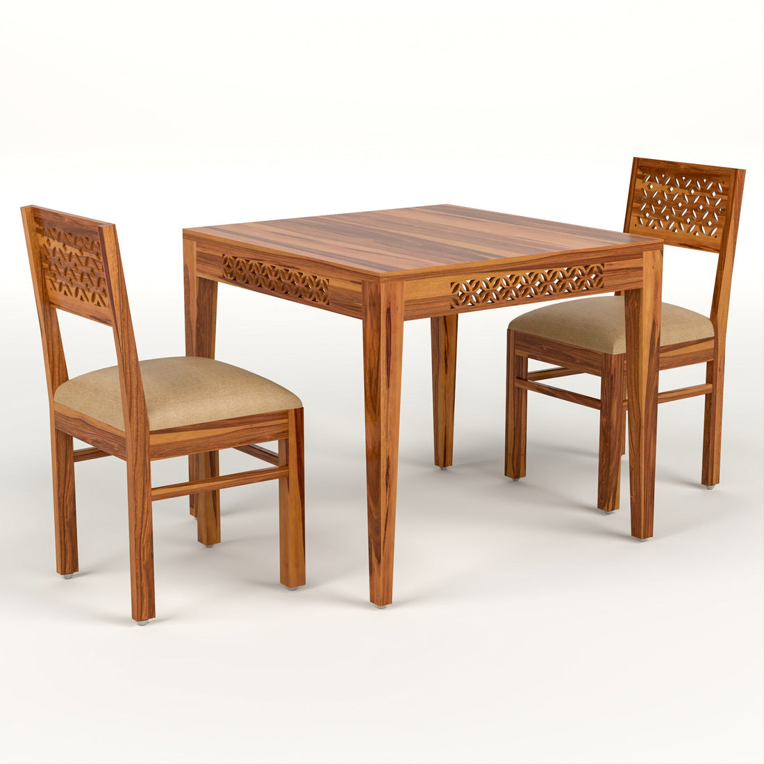Thravis Sheesham Wood Dining Set 2 Seater (Honey Finish)