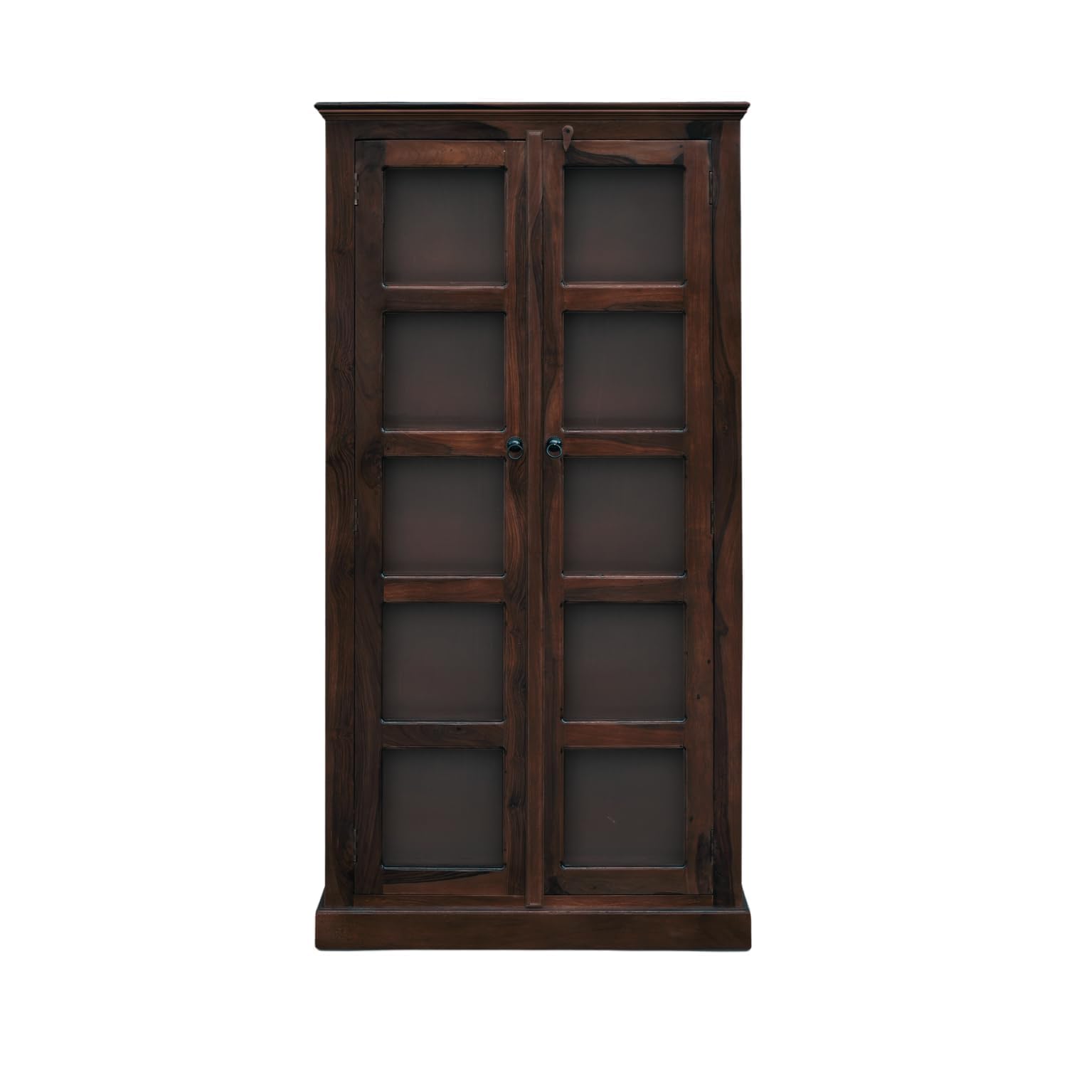 Craft D Art Solid Wood Glass Door Bookcase Storage Cabinet