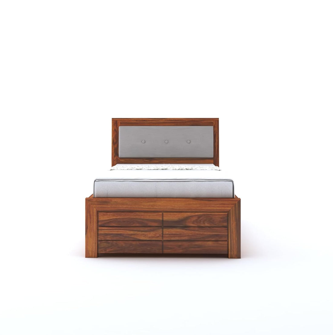 Lorveth Sheesham Wood Single Bed With Storage (Honey Finish)