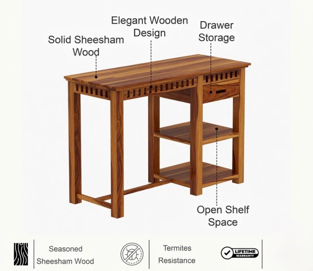 Craft D Art Sheesham Wood Study Desk with Drawer
