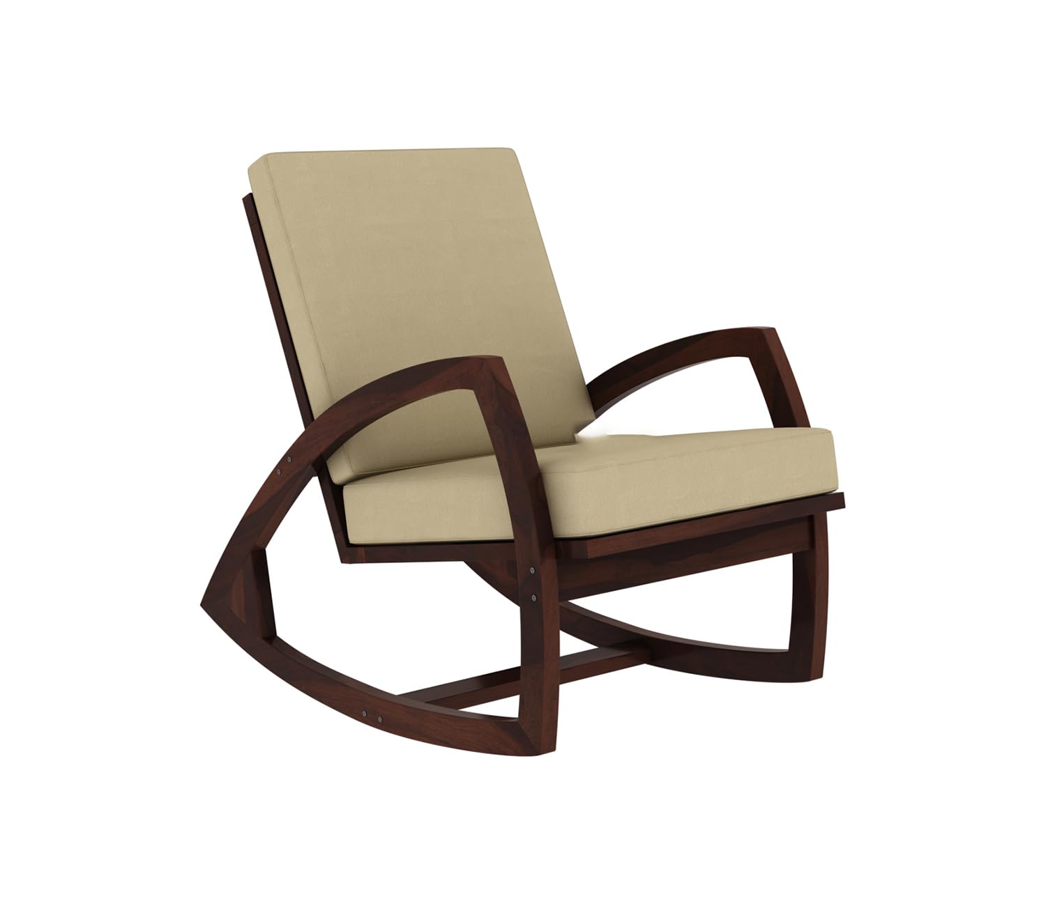 Wooden Rocking Chair with Cushioned Seat