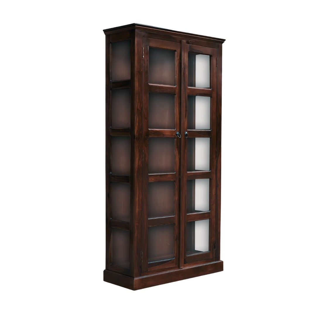 Craft D Art Solid Wood Glass Door Bookcase Storage Cabinet