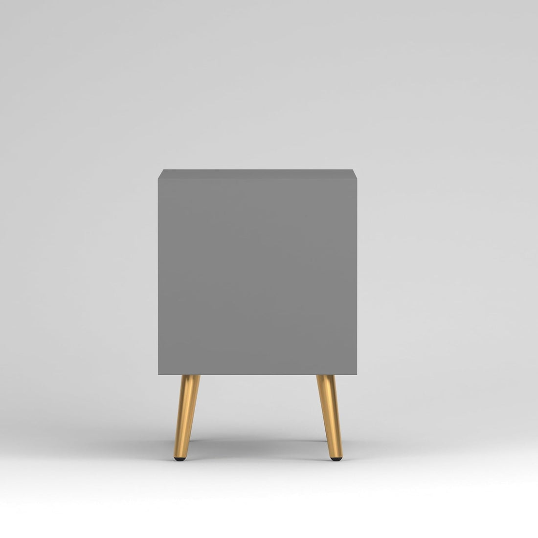 Modern Grey Fluted 2 Drawer Bedside Table with Gold Legs